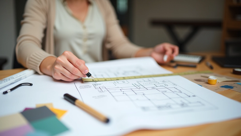 Professionnel analysant les plans de rénovation avec précision