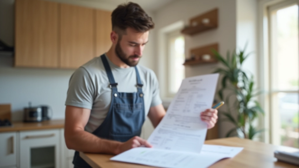 Professionnel en visite de site de rénovation examinant plans et devis avec propriétaire